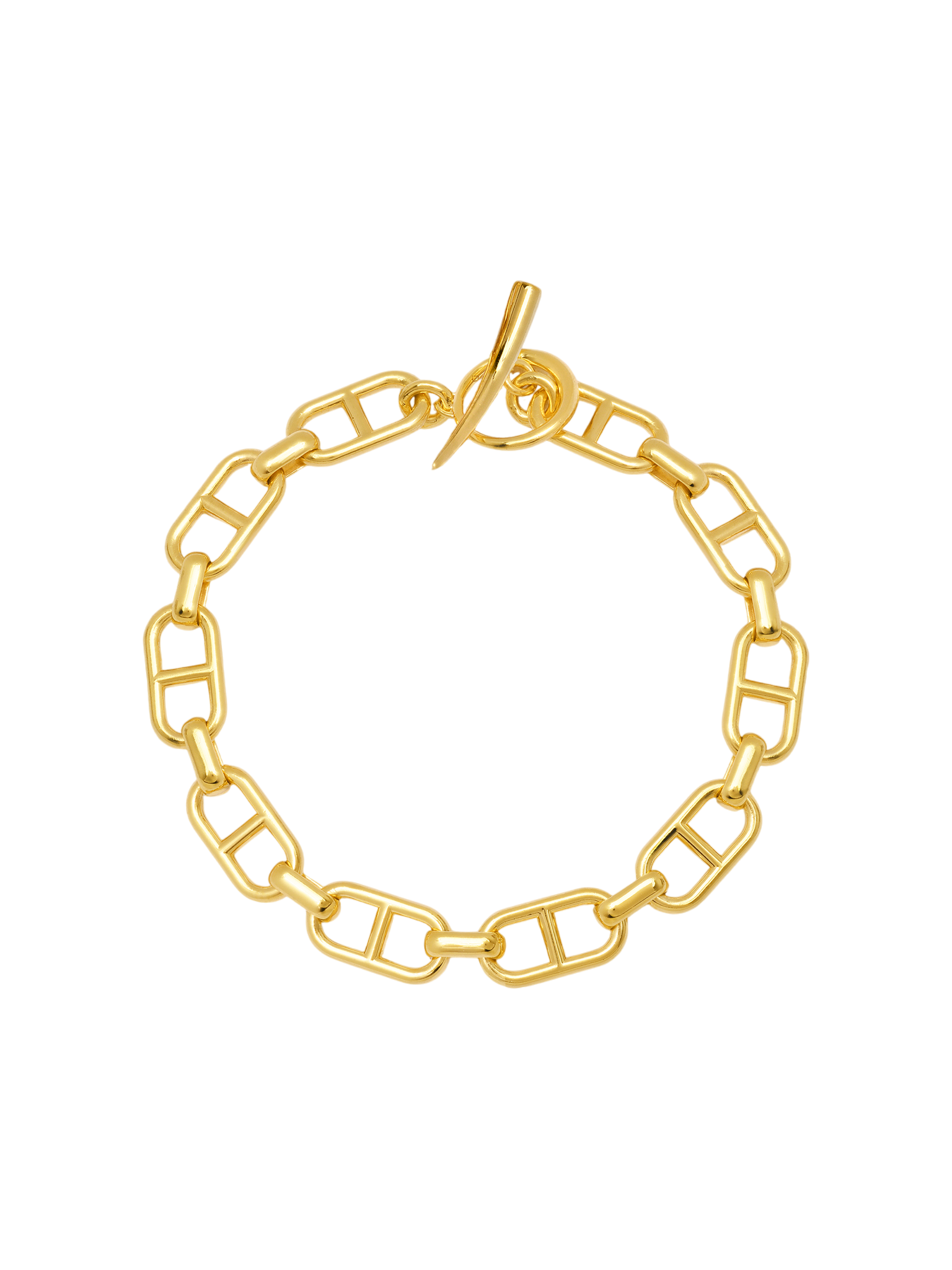 Fine stirrup chain bracelet with tusk clasp